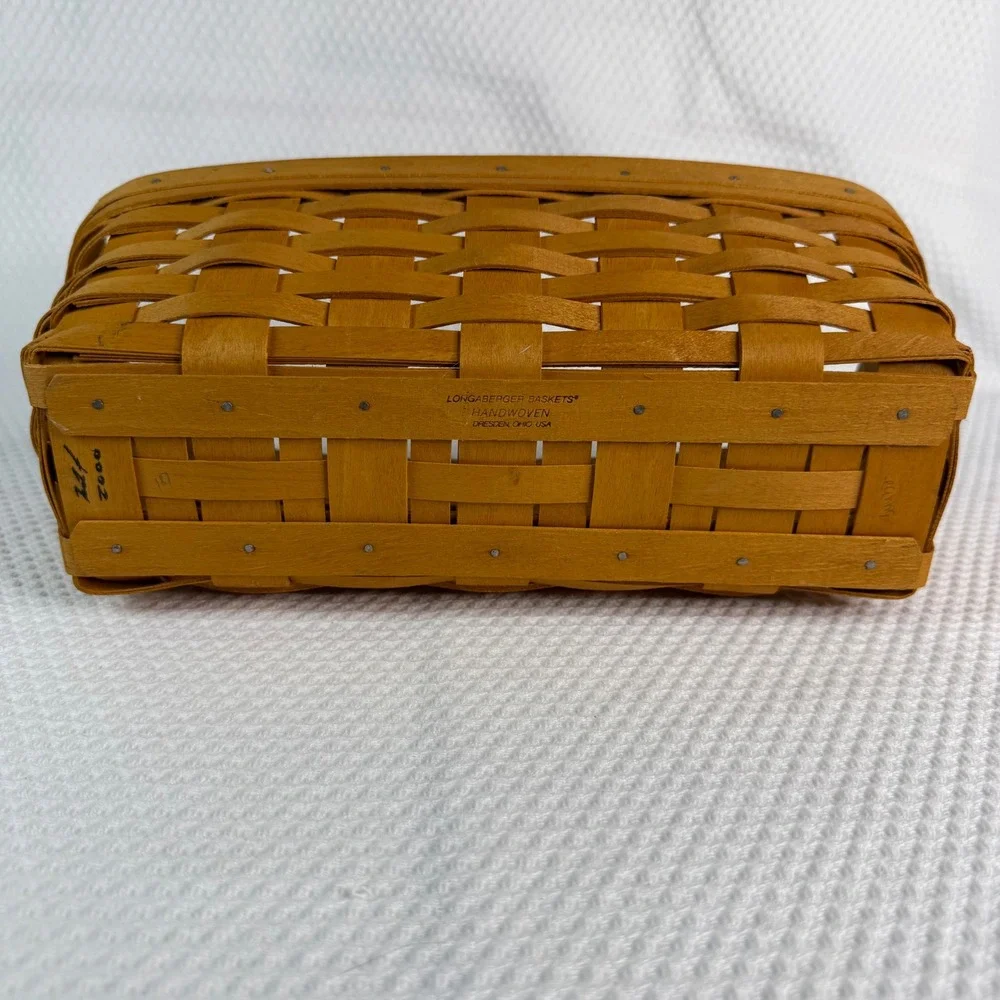 Longaberger 2000 Handwoven Slanted Rectangular Maple Wood Basket 12x6x4